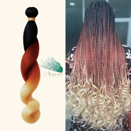 REINE E. French Curls glamour dégradé 3 couleurs noir/châtain clair/blond platine